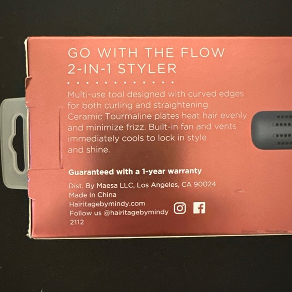 Hairitage by Mindy McKnight Go With The Flow 2-in-1 Styler Straightener Curling - Picture 9 of 10